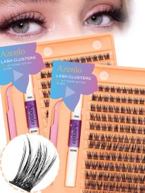 Eyelash Extension Kit Single Box 144 Pieces Eyelash Cluster Kit Eyelash Bonding and Sealing Waterproof Eyelash Tweezers DIY Eyelash Extension Kit for
