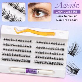 Eyelash Extension Kit Single Box 120 Pieces Eyelash Cluster Kit Eyelash Bonding and Sealing Waterproof Eyelash Tweezers DIY Eyelash Extension Kit (Color: black*10)